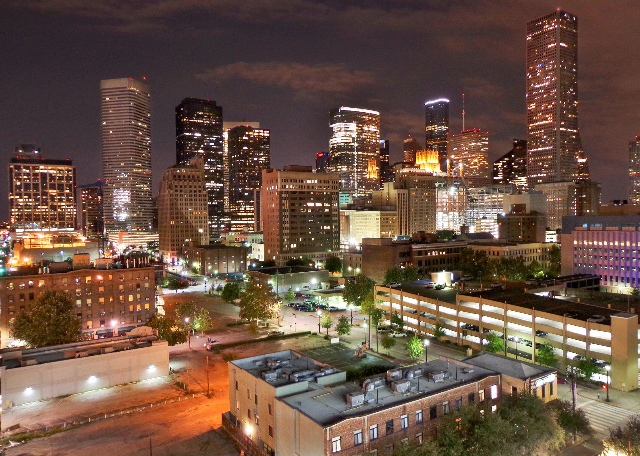 Downtown Houston skyline at night
